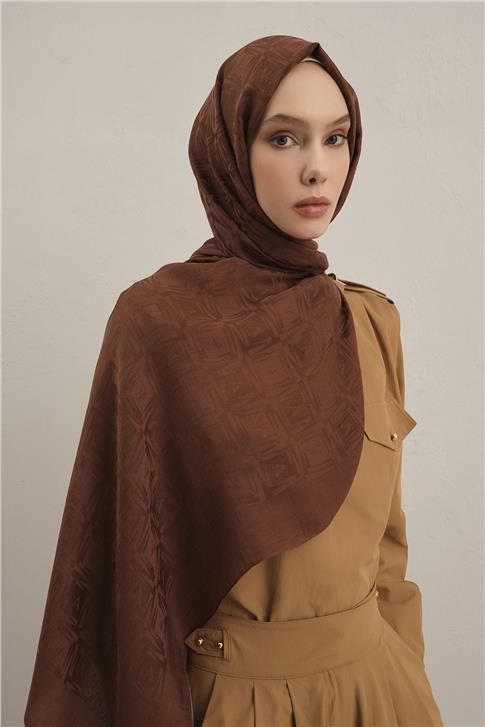 Armine Lyocell Naia Kare Monogram Şal 6 16 Bakır