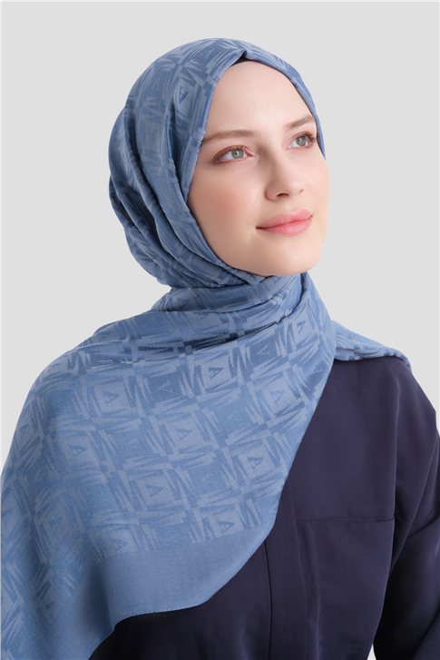 Armine Lyocell Naia Kare Monogram Şal 6 26 İndigo