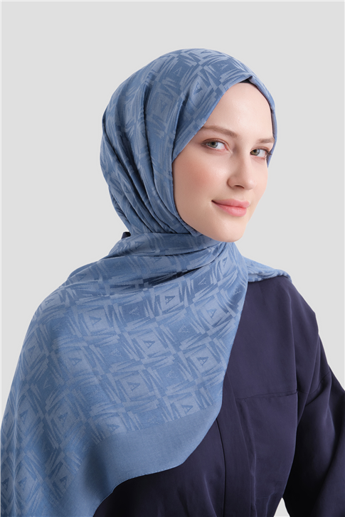 Armine Lyocell Naia Kare Monogram Şal 6 26 İndigo