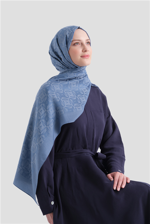 Armine Lyocell Naia Kare Monogram Şal 6 26 İndigo