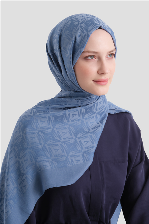 Armine Lyocell Naia Kare Monogram Şal 6 26 İndigo