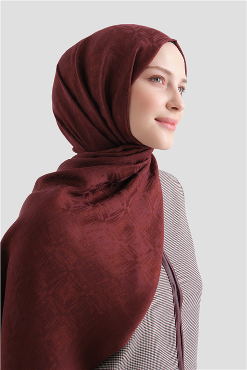 Armine Lyocell Naia Kare Monogram Şal 6 32 Bordo