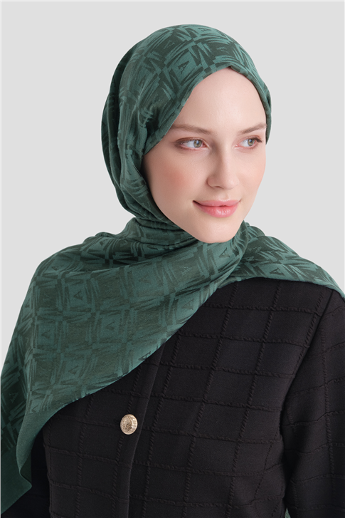 Armine Lyocell Naia Kare Monogram Şal 6 54 Çam Yeşili