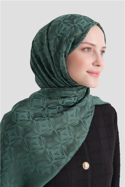 Armine Lyocell Naia Kare Monogram Şal 6 54 Çam Yeşili