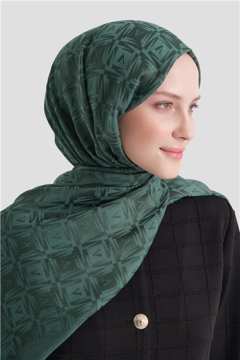 Armine Lyocell Naia Kare Monogram Şal 6 54 Çam Yeşili