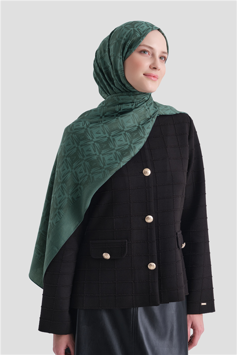 Armine Lyocell Naia Kare Monogram Şal 6 54 Çam Yeşili