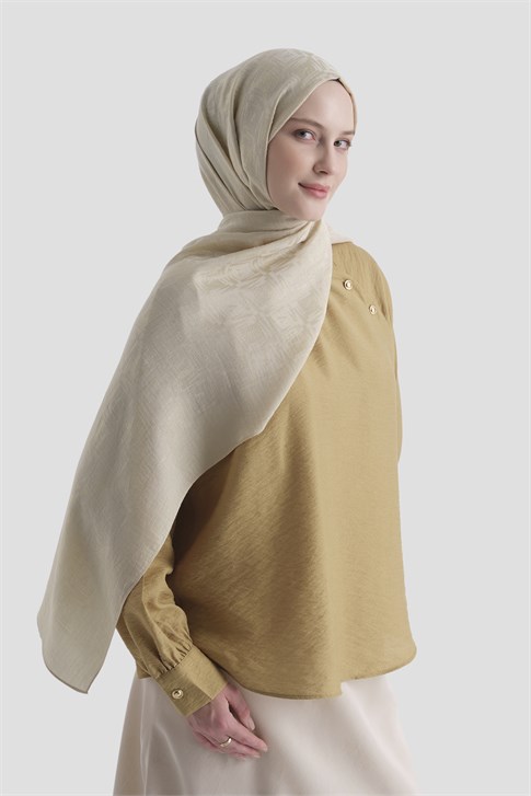 Armine Lyocell Naia Kare Monogram Şal 6 64 Kum Beji