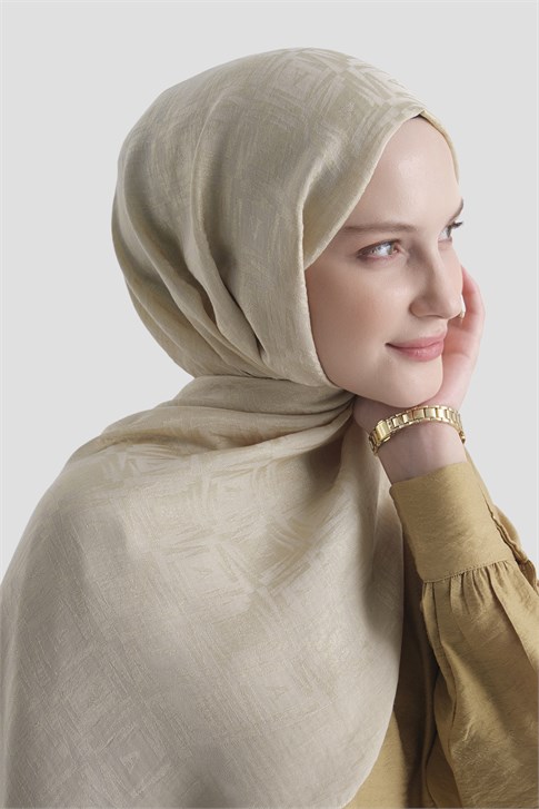 Armine Lyocell Naia Kare Monogram Şal 6 64 Kum Beji