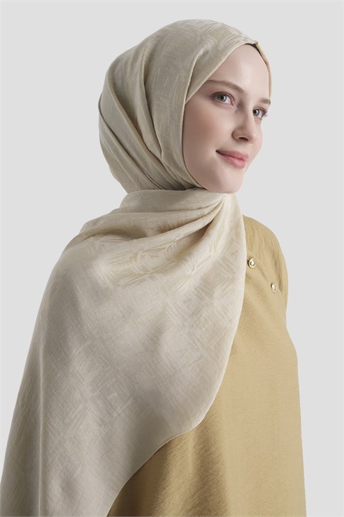 Armine Lyocell Naia Kare Monogram Şal 6 64 Kum Beji