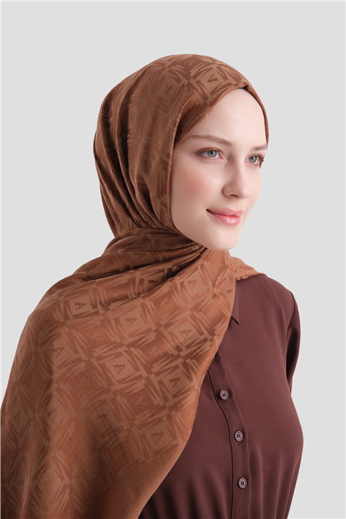 Armine Lyocell Naia Kare Monogram Şal 6 74 Tarçın