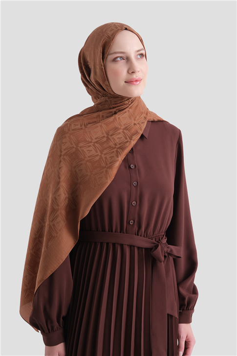 Armine Lyocell Naia Kare Monogram Şal 6 74 Tarçın