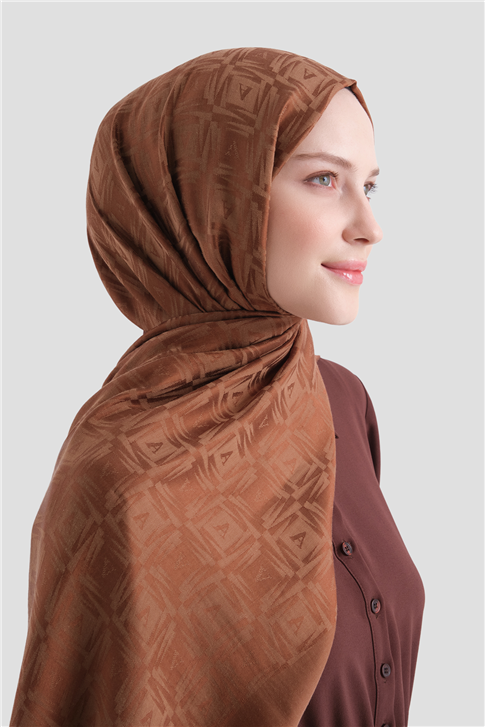 Armine Lyocell Naia Kare Monogram Şal 6 74 Tarçın