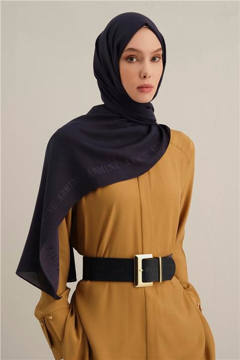 Armine Logo Bordürlü Pamuk İpek Şal 02