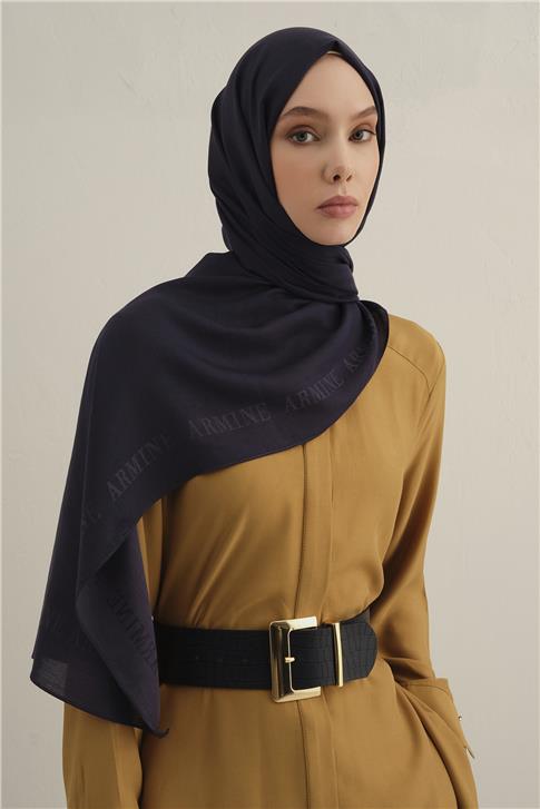 Armine Logo Bordürlü Pamuk İpek Şal 02