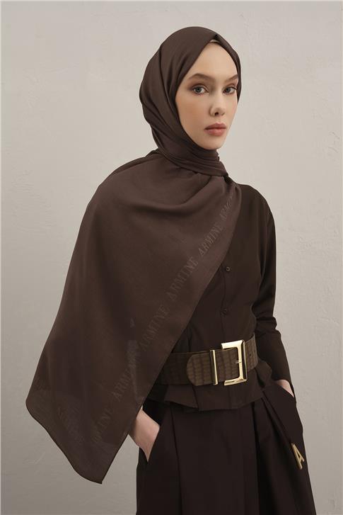Armine Logo Bordürlü Pamuk İpek Şal 11