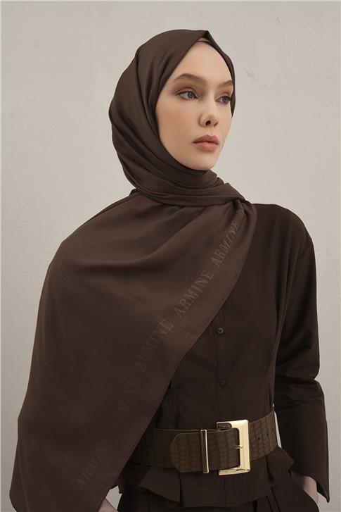 Armine Logo Bordürlü Pamuk İpek Şal 11