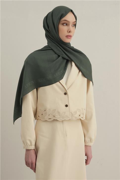 Armine Logo Bordürlü Pamuk İpek Şal 50