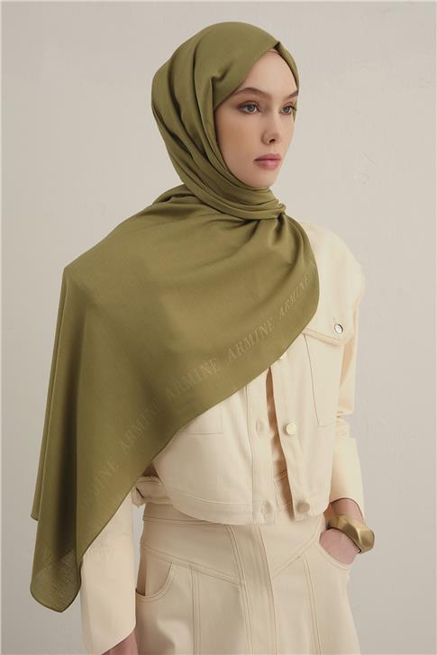 Armine Logo Bordürlü Pamuk İpek Şal 48