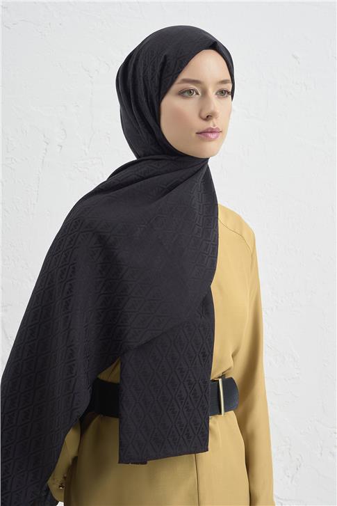 Armine Elegance İpek Pamuk Monogram Şal 01