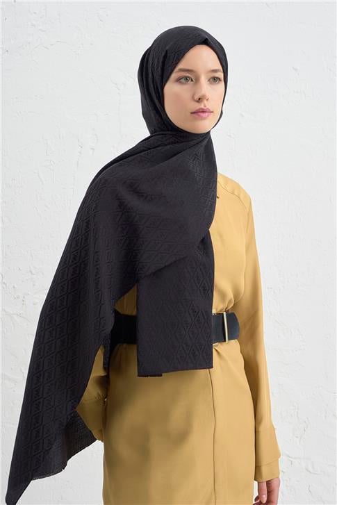 Armine Elegance İpek Pamuk Monogram Şal 01