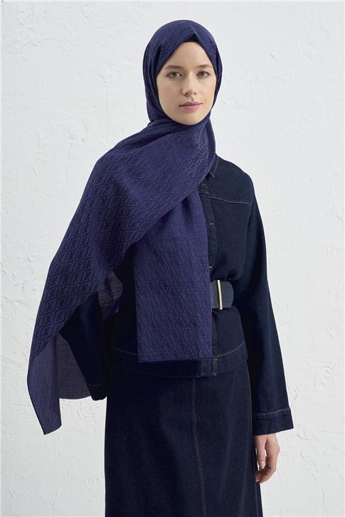 Armine Elegance İpek Pamuk Monogram Şal 02