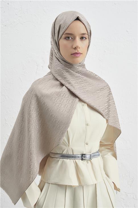 Armine Elegance İpek Pamuk Monogram Şal 08