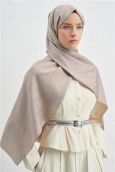 Armine Elegance İpek Pamuk Monogram Şal 08