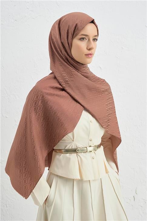 Armine Elegance İpek Pamuk Monogram Şal 11