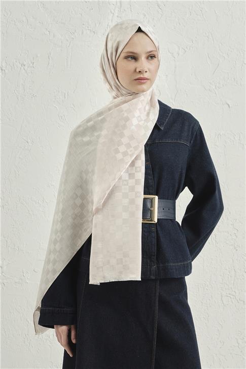 Armine Elegance İpek Pamuk Dama Şal 17