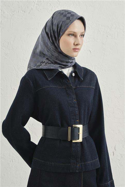 Armine Jakarlı İpek Pamuk Dama Eşarp 26 19 