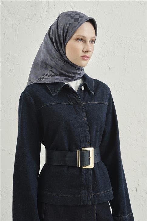 Armine Jakarlı İpek Pamuk Dama Eşarp 26 19 
