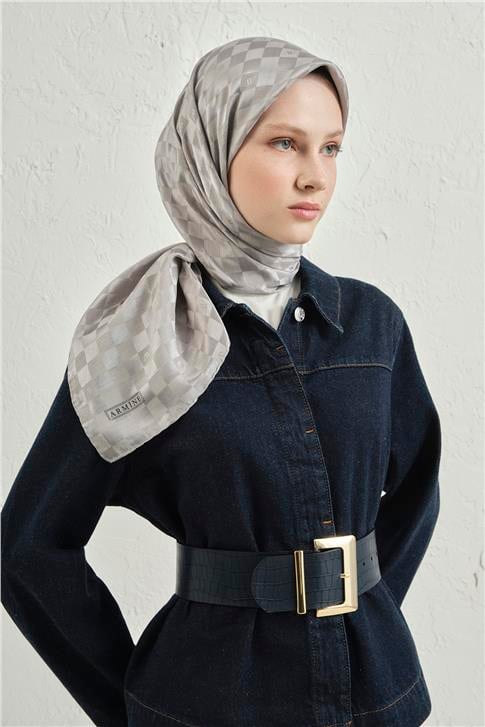 Armine Jakarlı İpek Pamuk Dama Eşarp 26 22