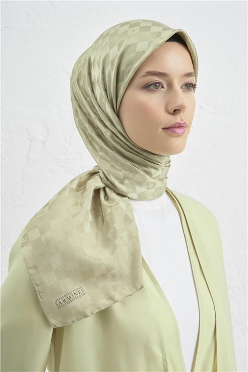 Armine Jakarlı İpek Pamuk Dama Eşarp 26 54