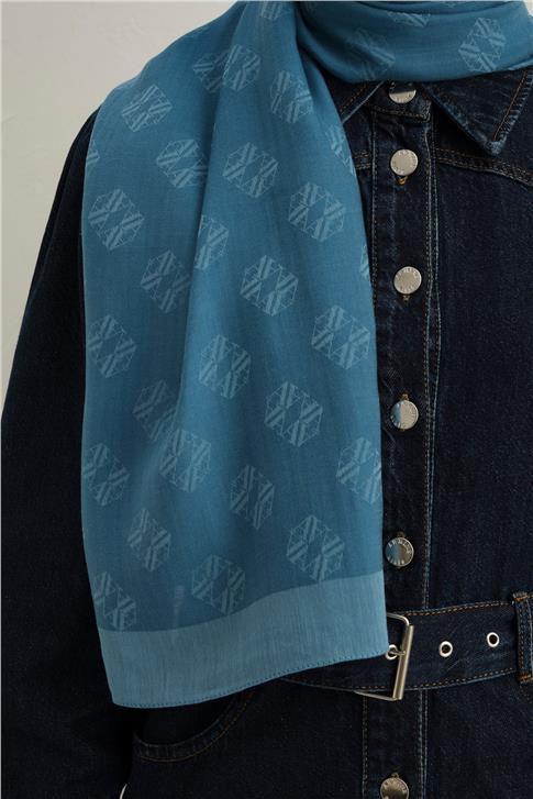 Armine Tencel İpek Minimal Monogram Desen Şal 32118