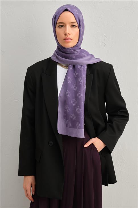 Armine Tencel İpek Minimal Monogram Desen Şal 3298