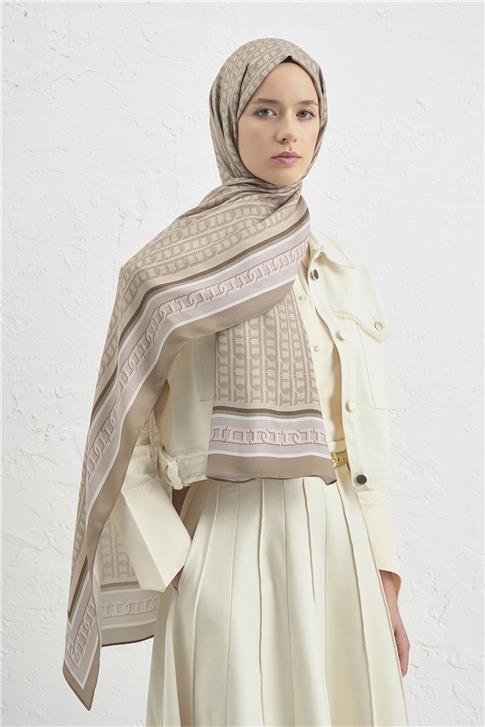 Armine İpek Tensel Monogram Şal 18