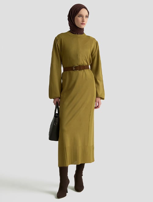 triko-elbise-yag-yesili