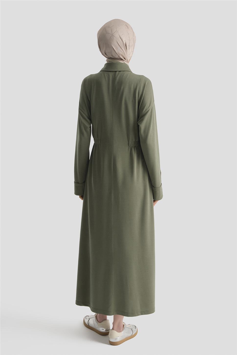 Beli Lastikli Modal Elbise Haki AGEL1057-HKI | Armine