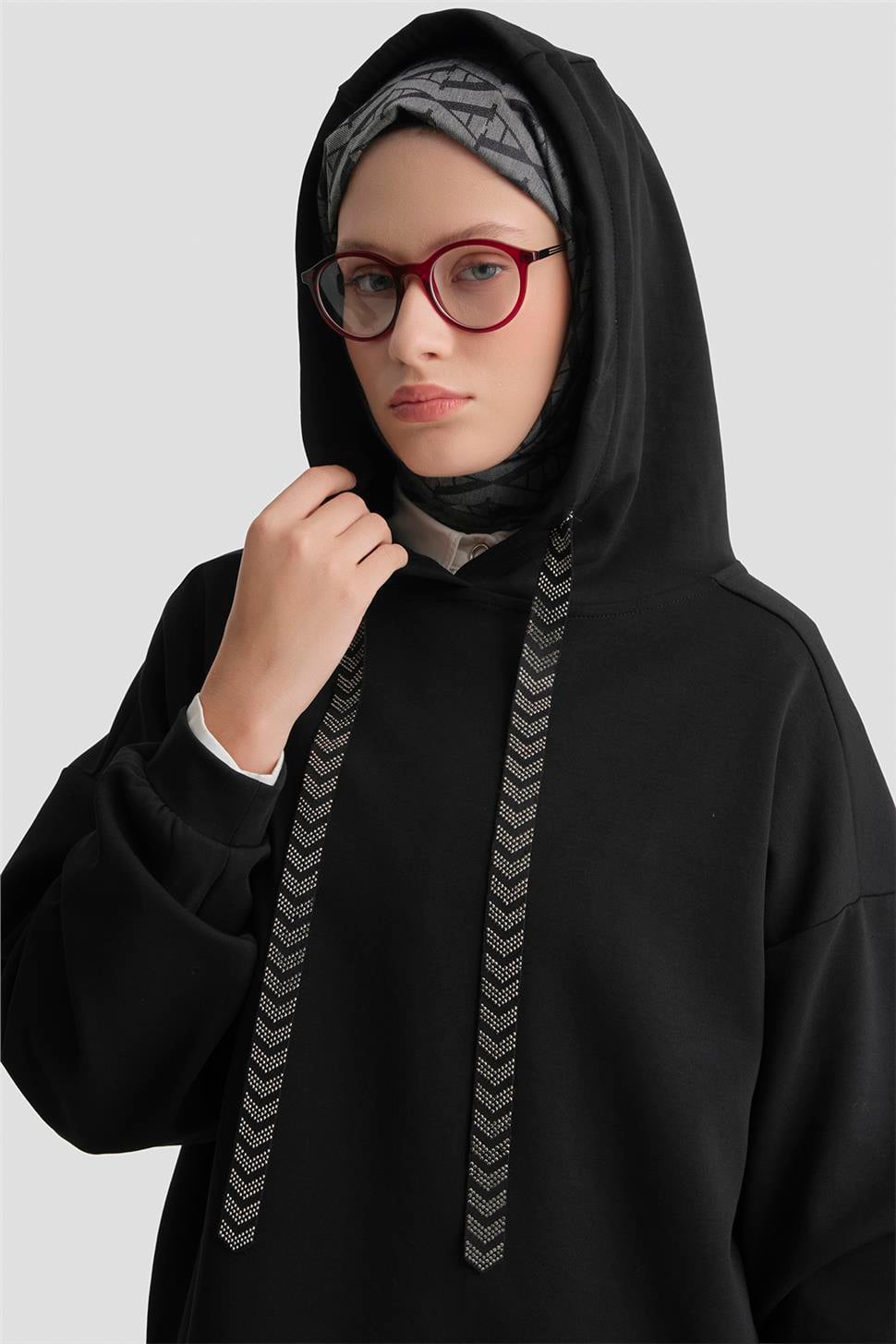 Kapüşonlu Sweat Siyah AGTN1132-SYH | Armine