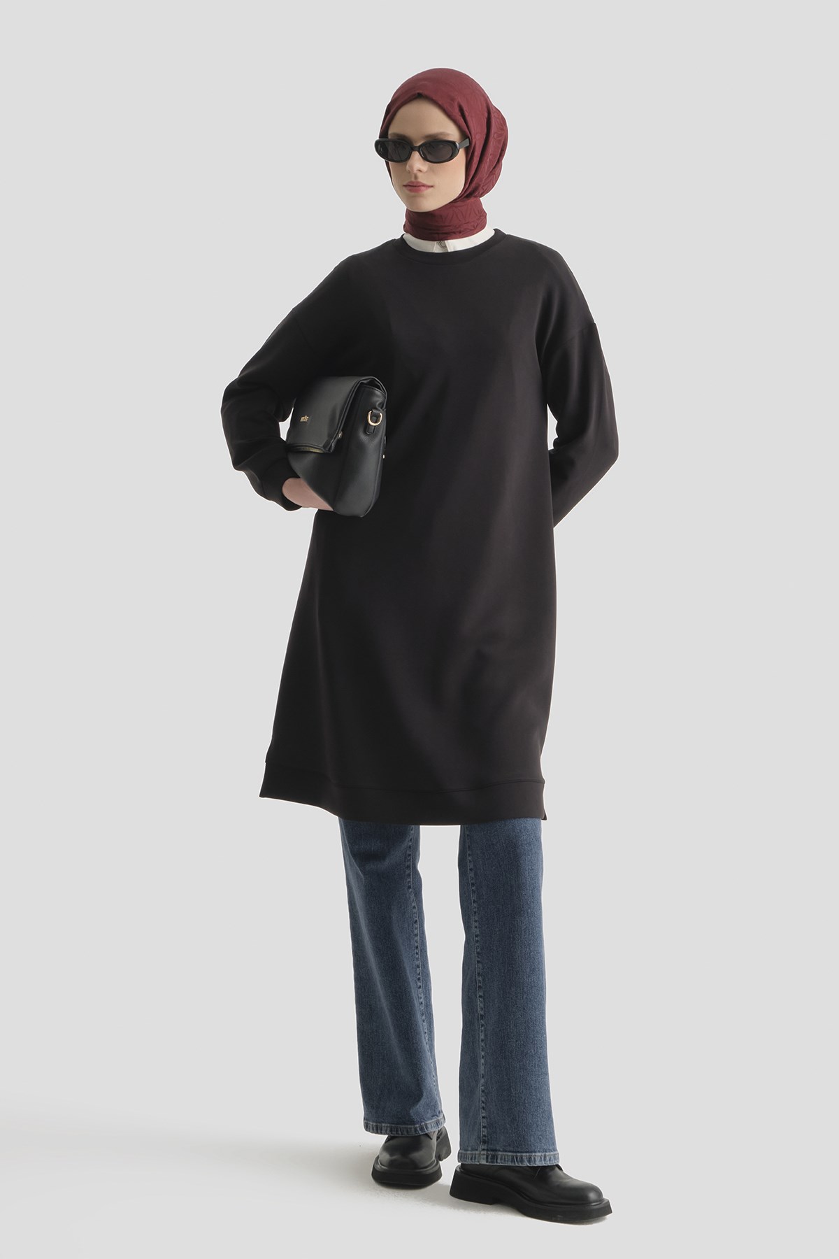 Modal Karışımlı Basic Tunik Siyah AGTN3212NZ-SYH | Armine