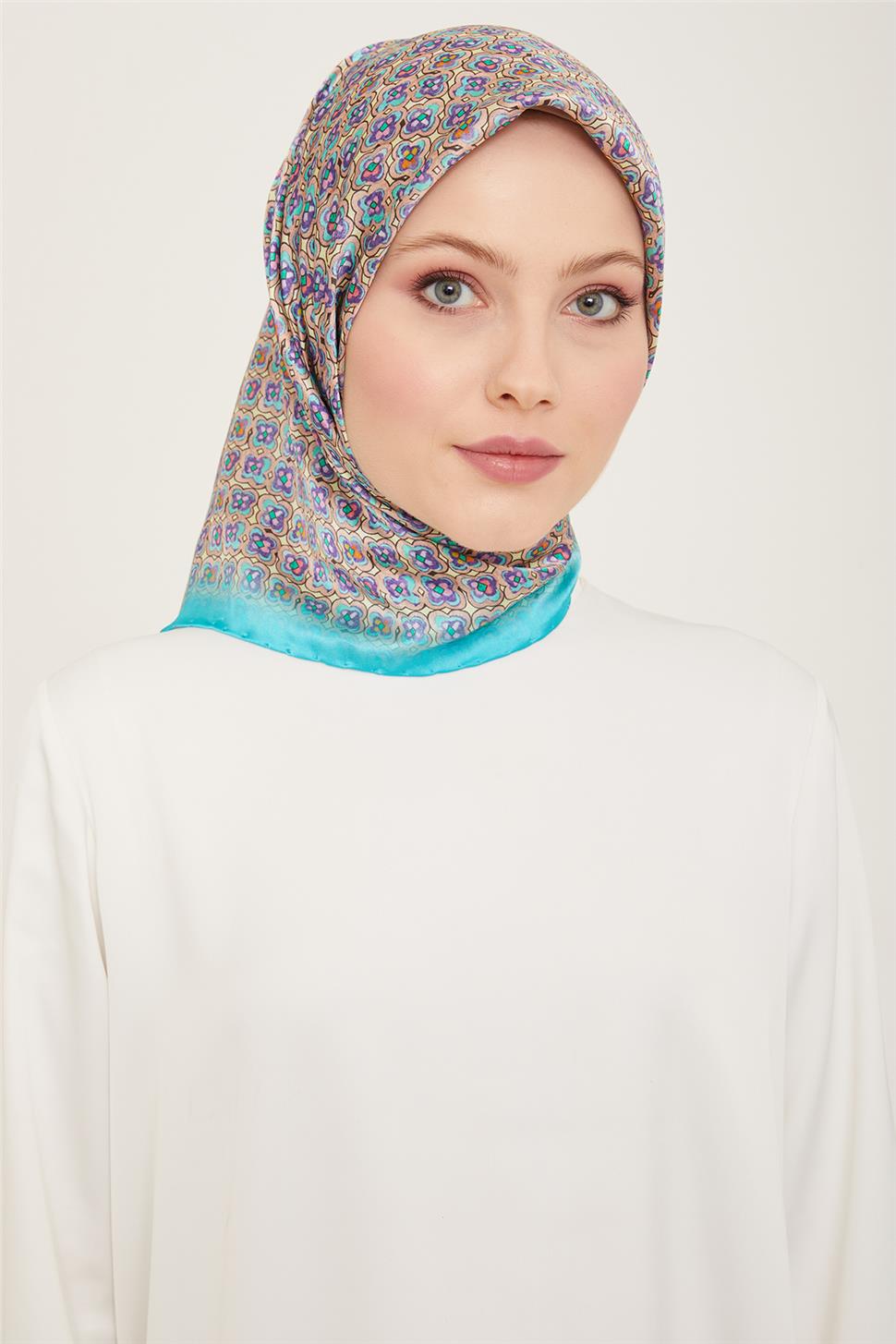 Armine Klasik Desenli Twill İpek Eşarp 24Ya9134 67 36