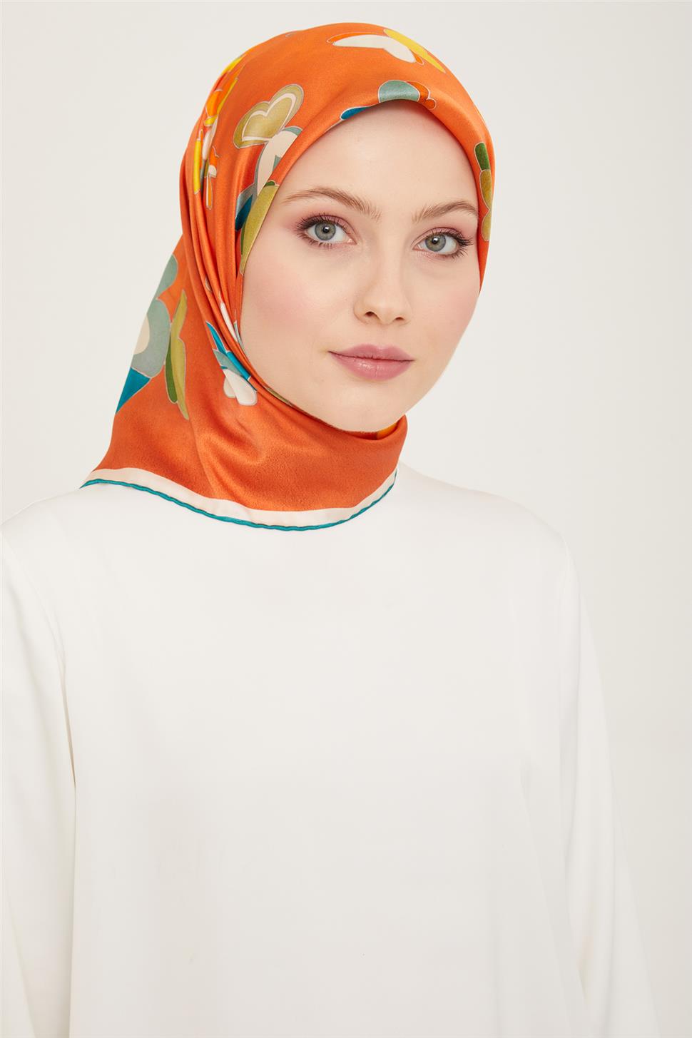 Armine Obje Desenli Twill İpek Eşarp 24Ya9146 33 02
