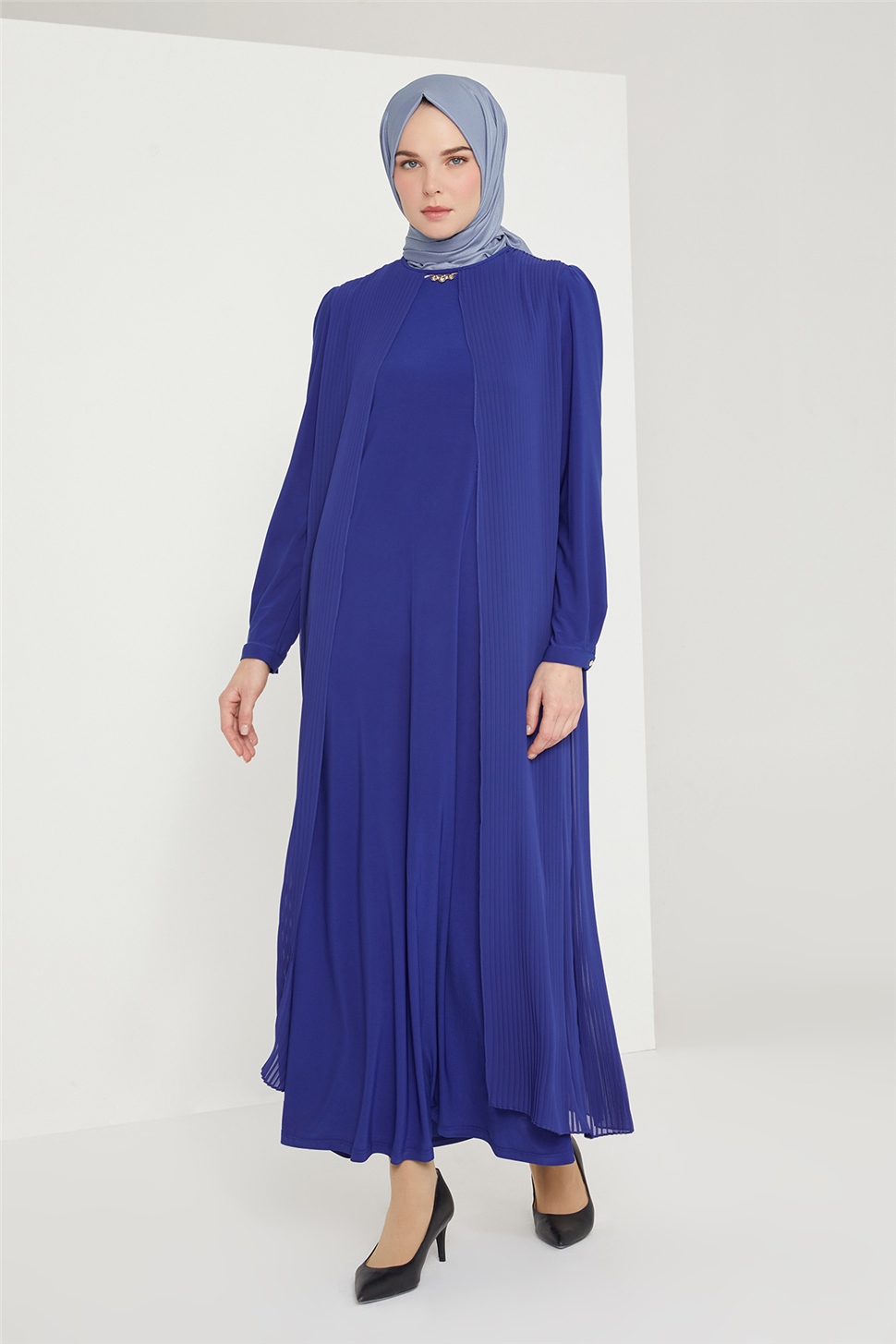 Armine Abiye Elbise 21Kd3308 Saks - ARMİNE | Hayatınıza Artı Değer Katar!