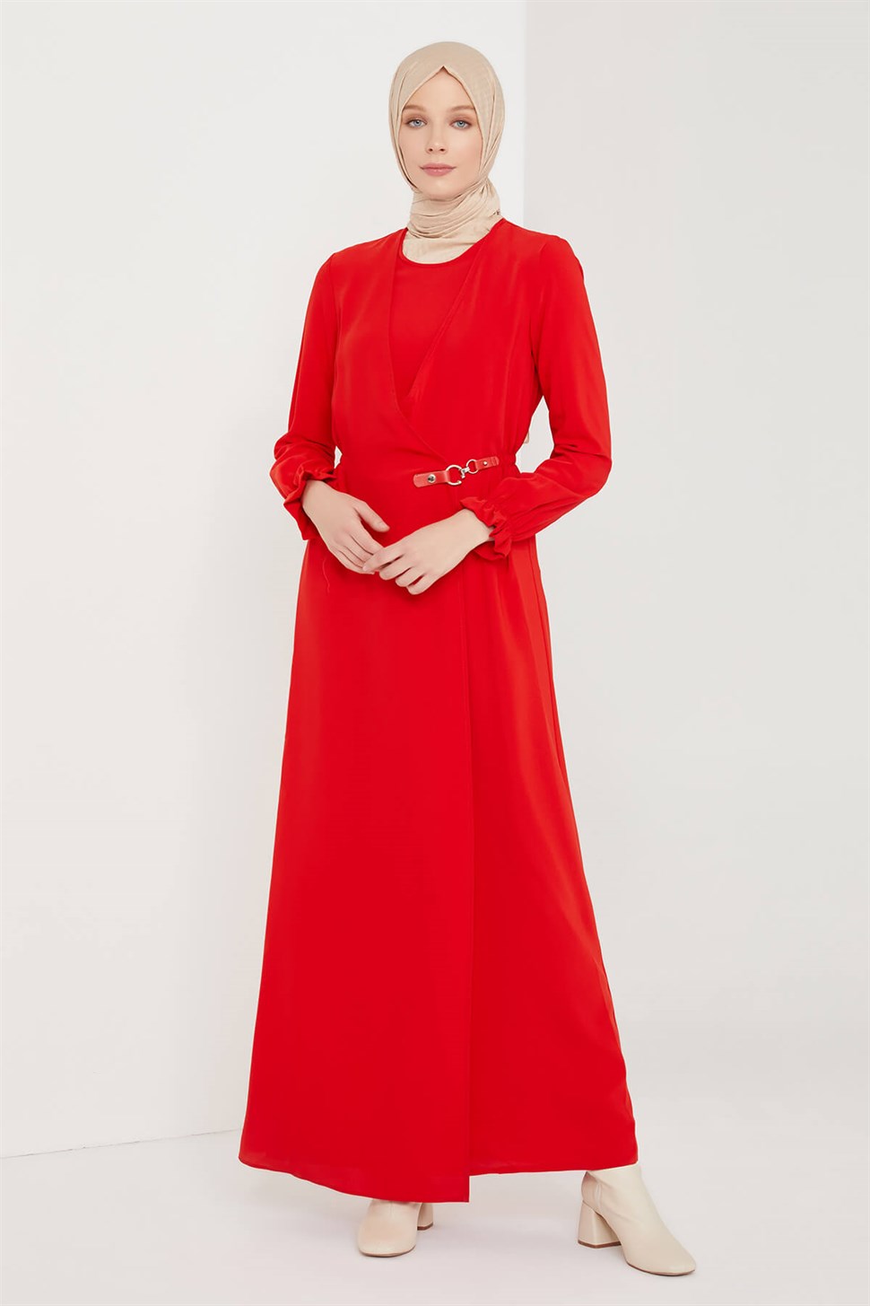 Armine Trend Elbise 21KT901 Kırmızı - Armine