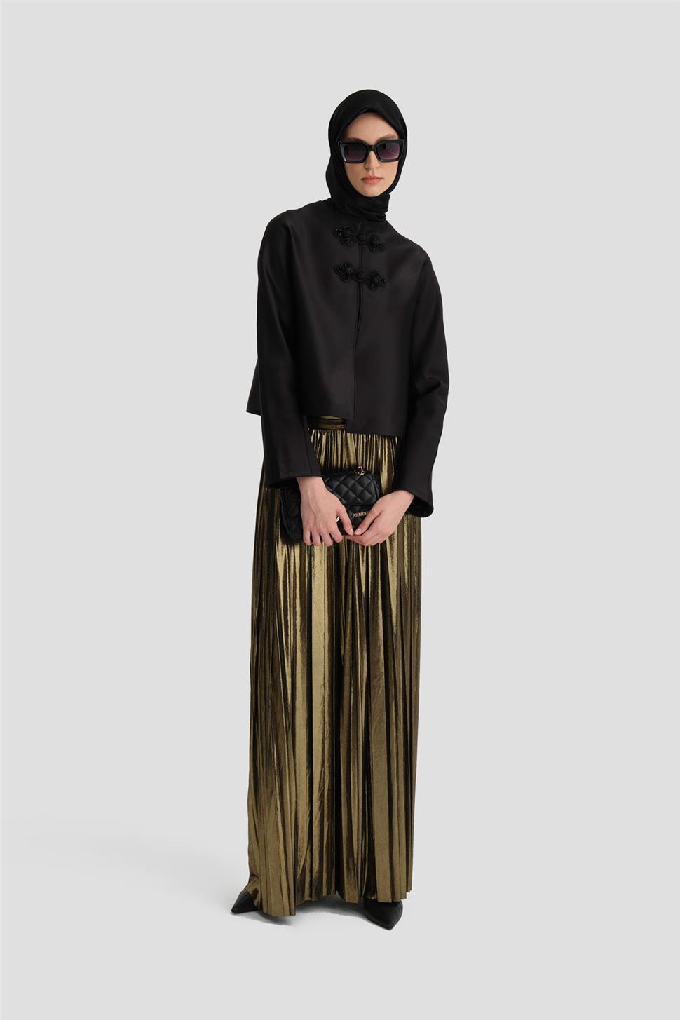 あー Armine Saten Crop Ceket 24K5700 Siyah K24KA5700001-2261 | Armine