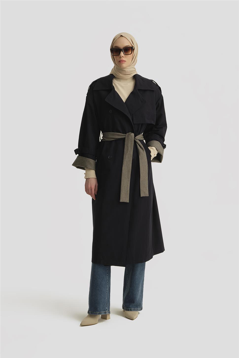 ゆゆか Armine Oversize Trençkot 24K7506 Lacivert | Armine