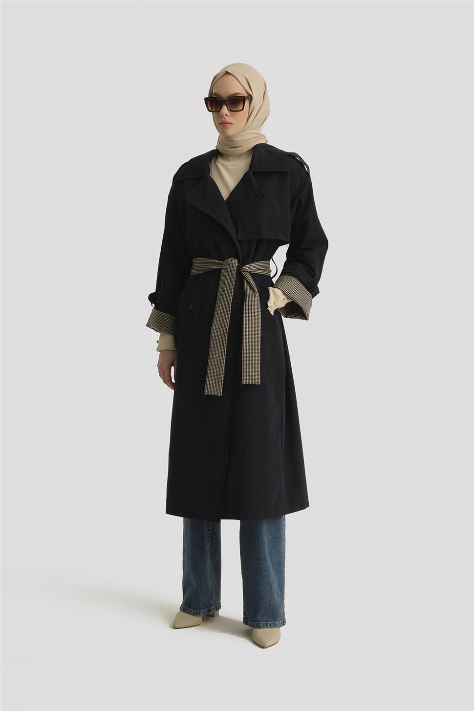 Armine Oversize Trençkot 24K7506 Lacivert | Armine