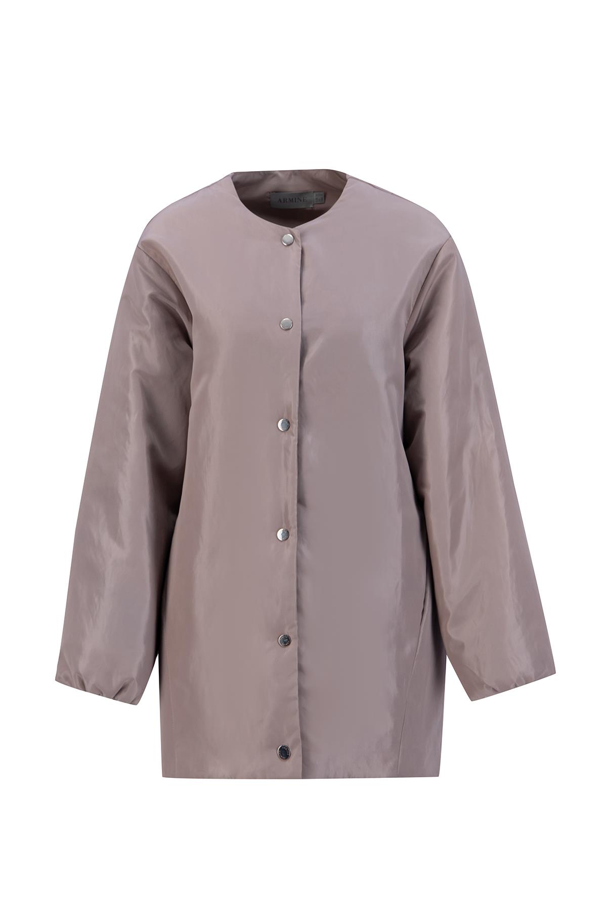 Armine Dikişsiz Elyaflı Bomber Mont 24KD7521 Vizon | Armine