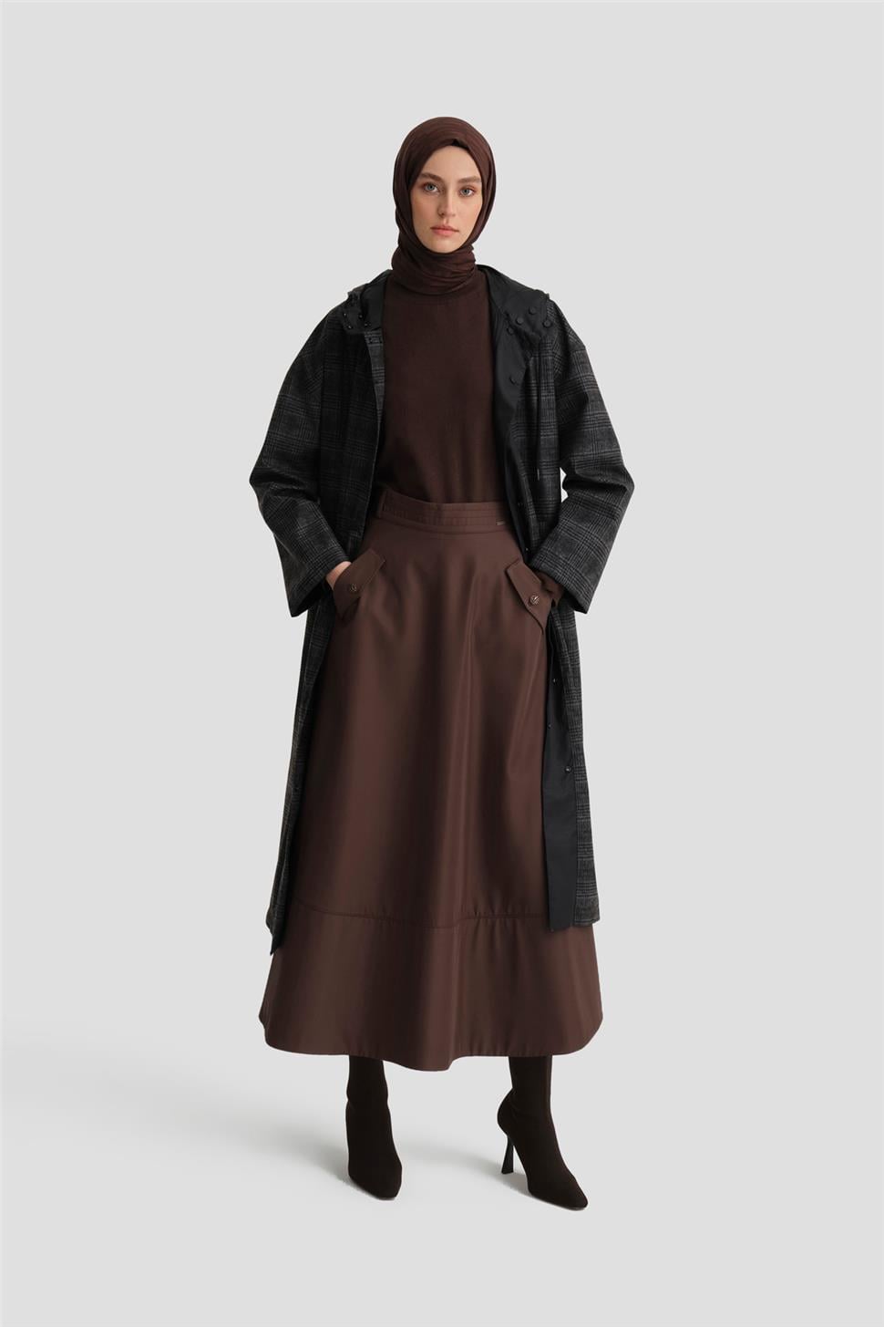 トップス ka17 Kahve Kadın Crop Hırka Düğmeli V Yaka 4WAK90010HT | Koton