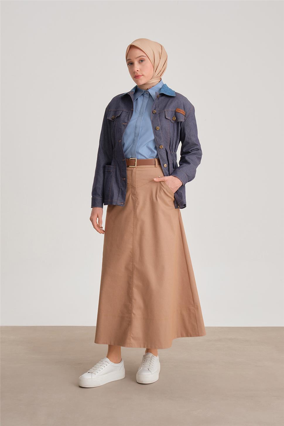 Armine Beli Lastikli Denim Ceket 24Y5408 Lacivert · 3